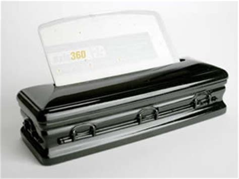 Miniature Casket Resin Business Card Holder, Metallic Black.